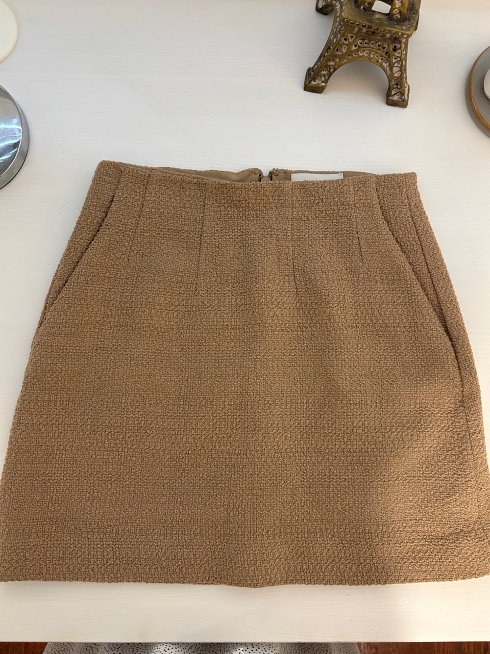 Classic Camel Bouclé Mini Skirt - Picture 1 of 3